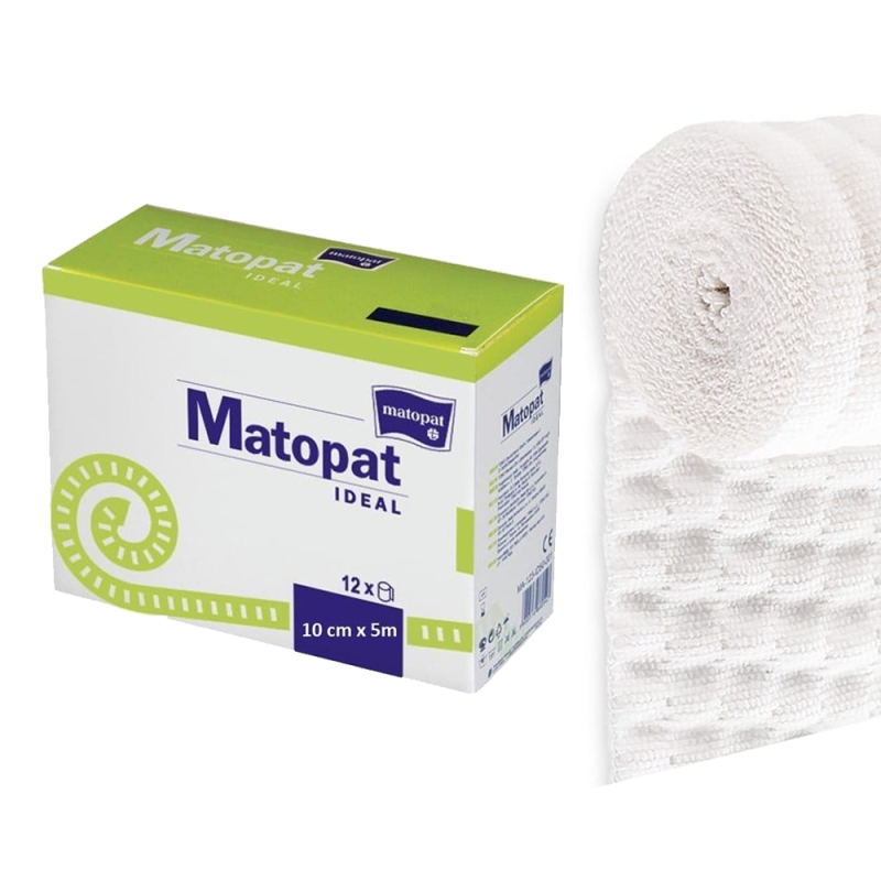 Bandaż elastyczny 10cm x 5m podtrzymujący z zapinką, wielorazowy Matopat Ideal 12szt