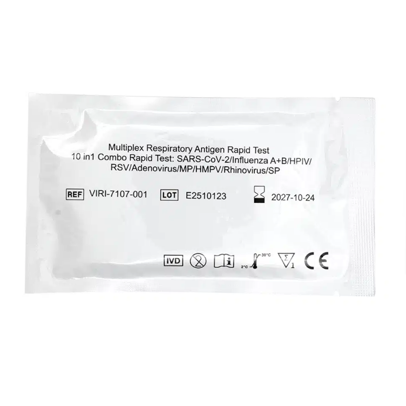 Combo test 10w1 grypa A+B / hMPV / SARS-COV / RSV / ADV / RhV / PIV / Mycoplasma / Pneumokoki 1szt