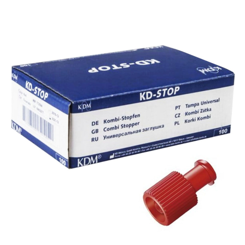 Koreczki do wenflon&oacute;w typu Combi KD-STOP sterylne 100szt czerwone