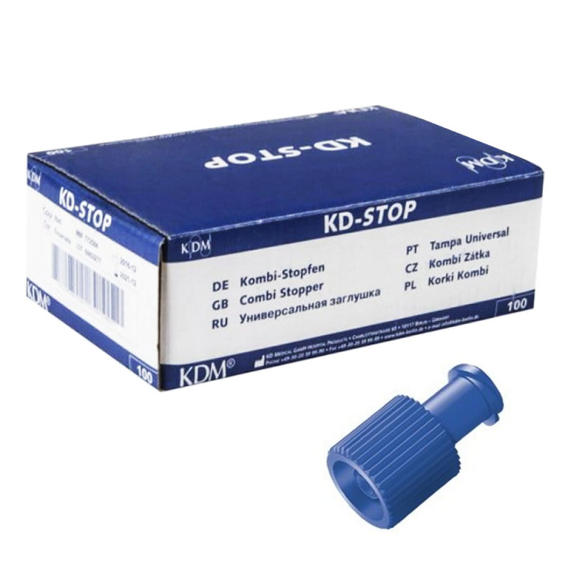 Koreczki do wenflon&oacute;w typu Combi KD-STOP sterylne 100szt niebieskie