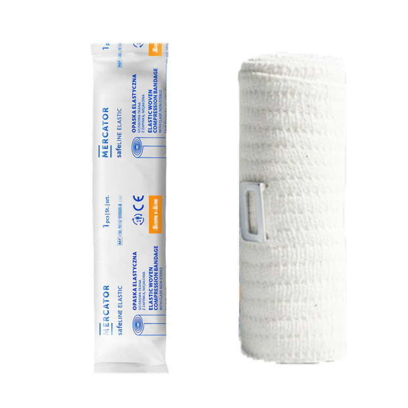 Opaska elastyczna uciskowa z zapinką 8cm x 5m O-safeline Elastic niejałowa papier 1 szt