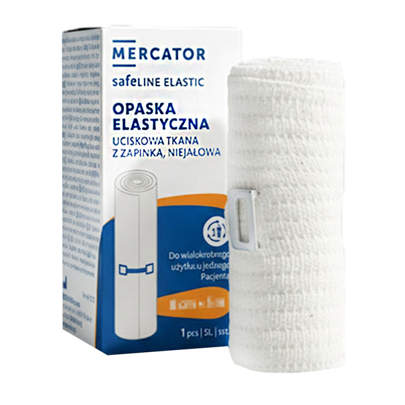 Opaska elastyczna uciskowa z zapinką 8cm x 5m O-safeline Elastic niejałowa kartonik 1 szt
