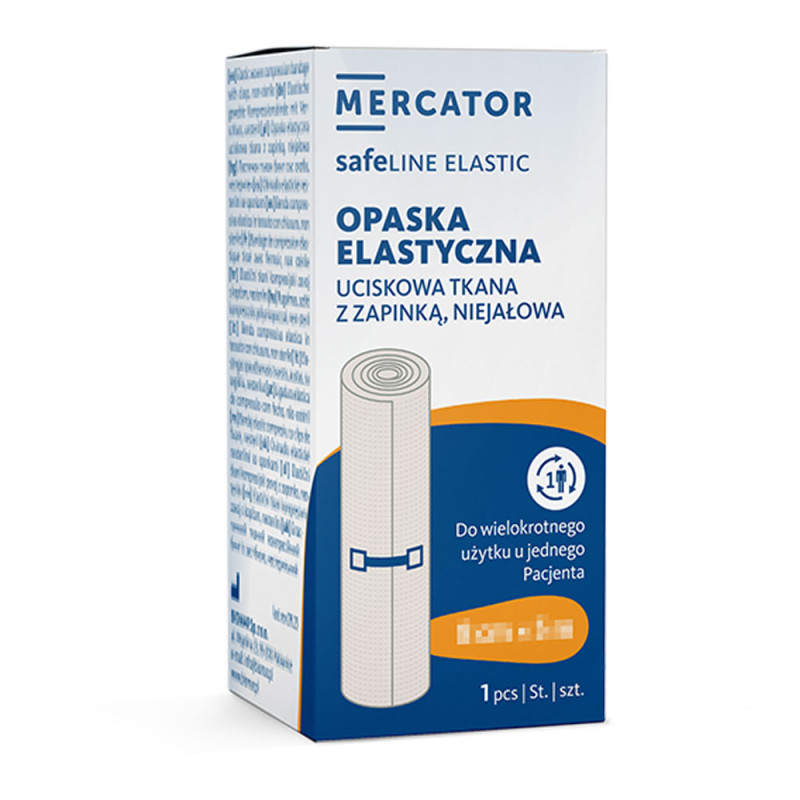 Opaska elastyczna uciskowa z zapinką 8cm x 5m O-safeline Elastic niejałowa kartonik 1 szt