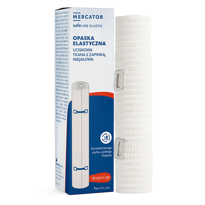 Opaska elastyczna uciskowa z zapinką 15cm x 5m O-safeline Elastic niejałowa kartonik 1 szt