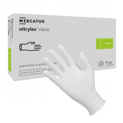 Rękawiczki nitrylowe S białe Mercator Nitrylex Classic white 100szt karton 10op