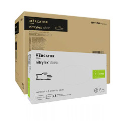 Rękawiczki nitrylowe S białe Mercator Nitrylex Classic white 100szt karton 10op