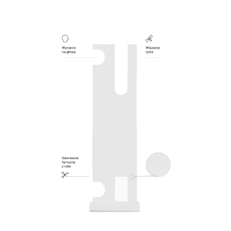 Fartuch foliowy wodoodporny biały 90cm x 150cm wiązany na troki (folia LDPE 0,045&micro;m) 50szt x 4op