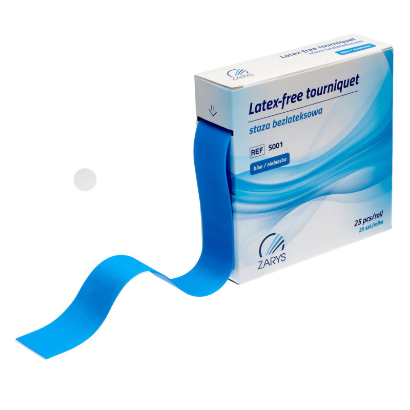 Jednorazowa opaska uciskowa staza bezlateksowa TPE niebieska 25 szt