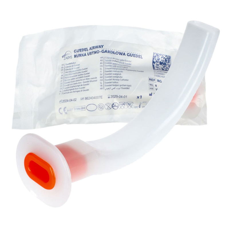 Rurka ustno gardłowa Guedel rozmiar 5 110mm pomarańczowa 1 szt