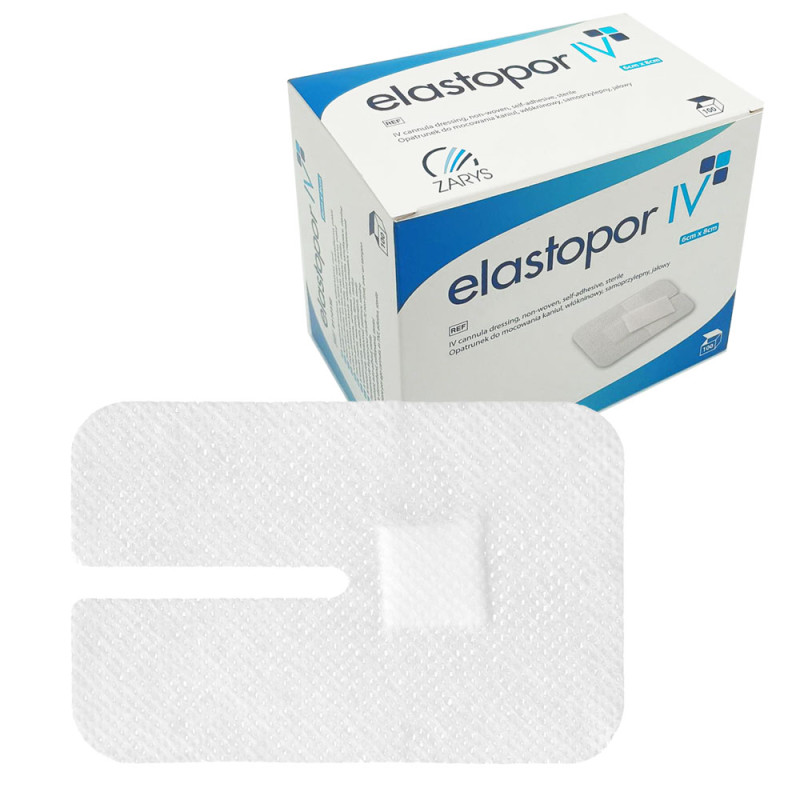 Opatrunek do mocowania kaniul Elastopor IV samoprzylepny z wł&oacute;kniny 6cm x 8cm 100 szt