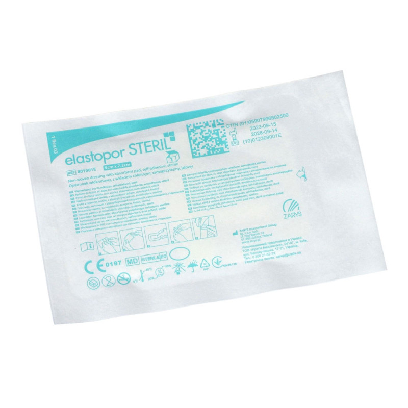 Opatrunek wł&oacute;kninowy Elastopor Steril 5cm x 7,2cm samoprzylepny z wkładem chłonnym 100 szt