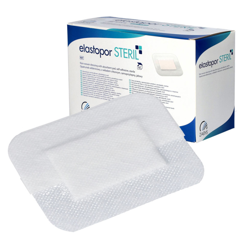 Opatrunek wł&oacute;kninowy Elastopor Steril 8cm x 10cm samoprzylepny z wkładem chłonnym 30 szt