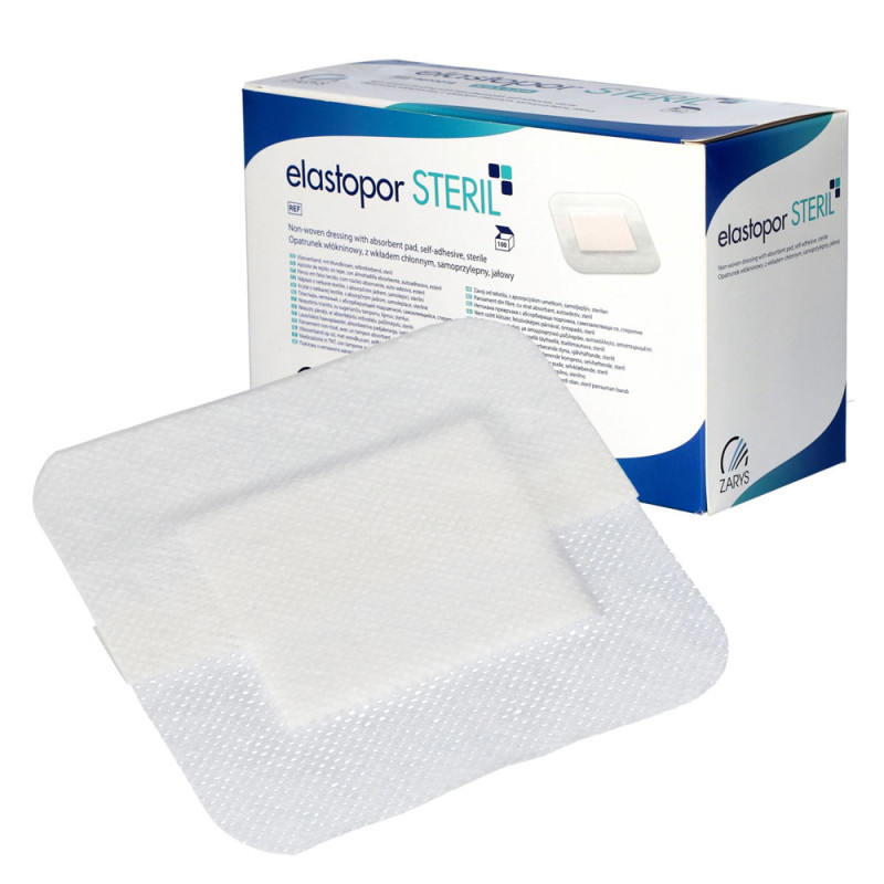 Opatrunek wł&oacute;kninowy Elastopor Steril 10cm x 10cm samoprzylepny z wkładem chłonnym 30 szt