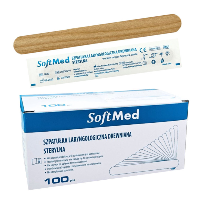 Sterylna szpatułka laryngologiczna drewniana 100szt