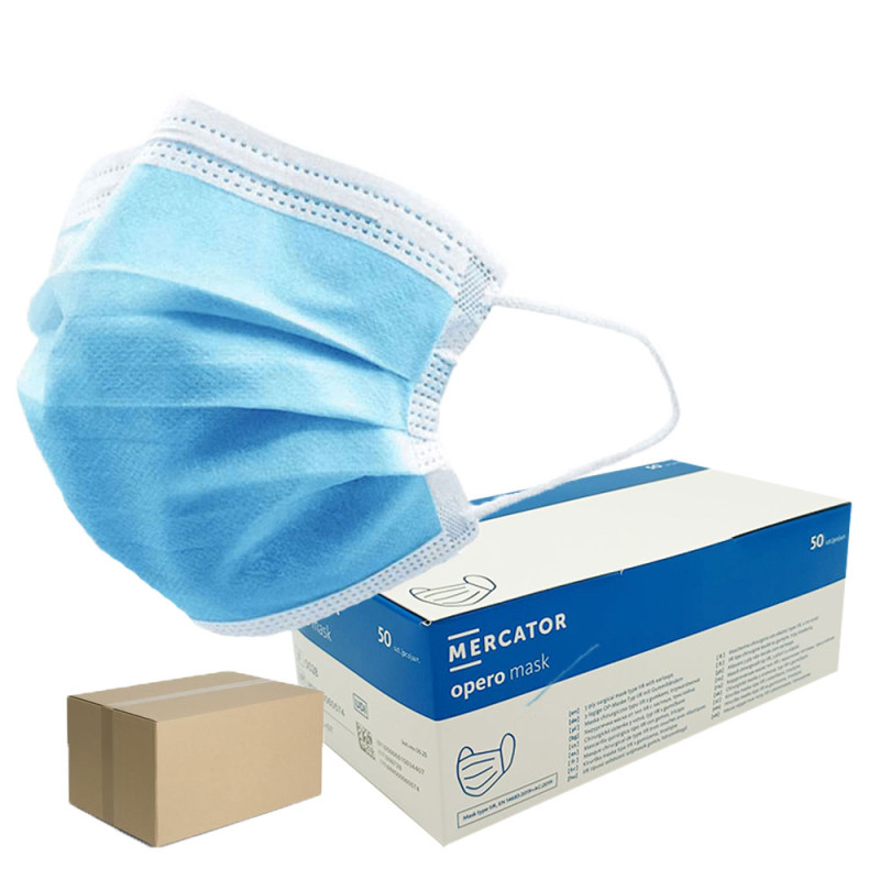 Maseczka chirurgiczna kolor niebieski na gumkę typ IIR Mercator 2000 szt