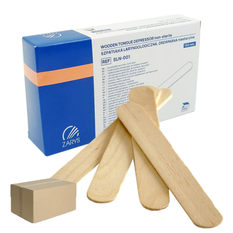 Drewniana szpatułka laryngologiczna, szpatułka kosmetyczna do wosku 100szt x 50op