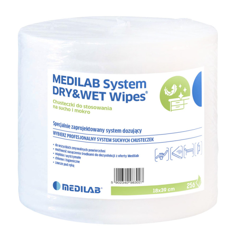 Chusteczki Medilab system Dry&wet wipes Maxi do stosowania na sucho i mokro - wkład 256szt