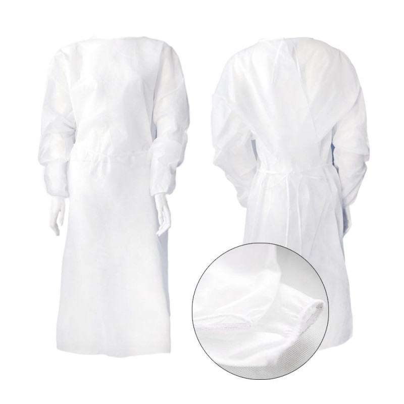 Fartuch kosmetyczny biały XXXL z gumką, wiązany na troki (flizelina 20g) 1szt