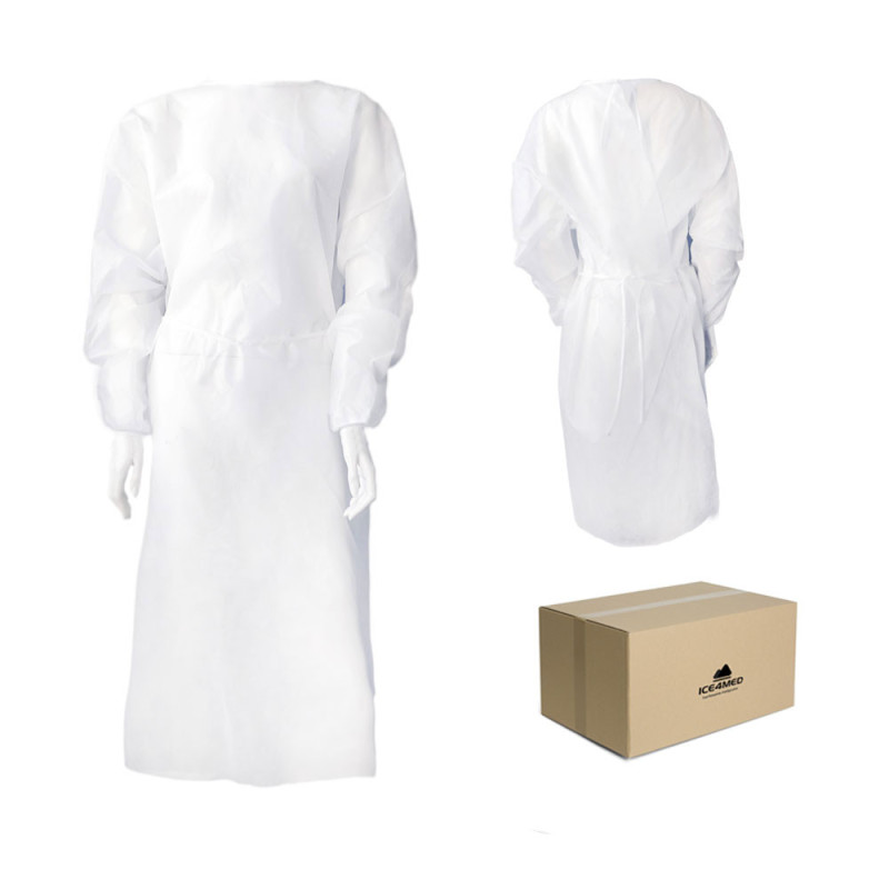 Fartuch kosmetyczny biały XXXL z gumką, wiązany na troki (flizelina 20g) 100szt