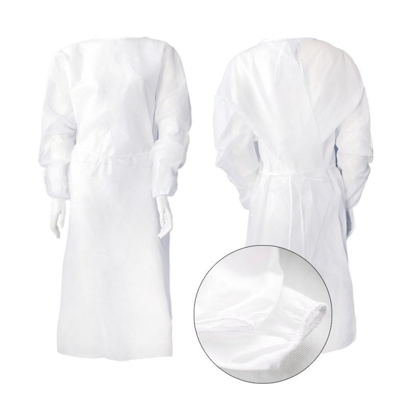 Fartuch kosmetyczny biały XXXL z gumką, wiązany na troki (flizelina 20g) 100szt