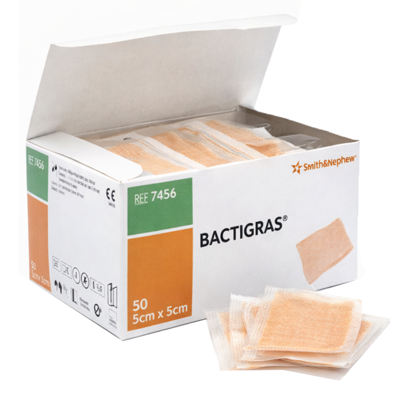 Bactigras 5x5 opatrunek parafinowy z chlorhexydyną Smith&Nephew 50szt