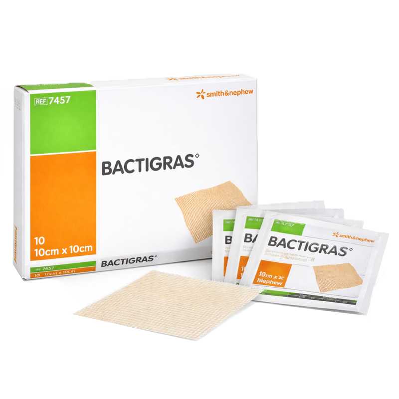 Bactigras 10x10 cm opatrunek parafinowy z chlorhexydyną Smith&Nephew 10szt