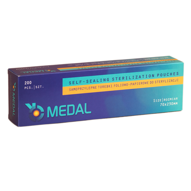 Samoprzylepne torebki do sterylizacji 70mm x 230mm płaskie, papierowo-foliowe 200szt