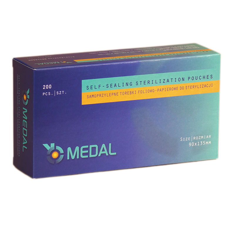 Samoprzylepne torebki do sterylizacji 90mm x 135mm płaskie, papierowo-foliowe 200szt