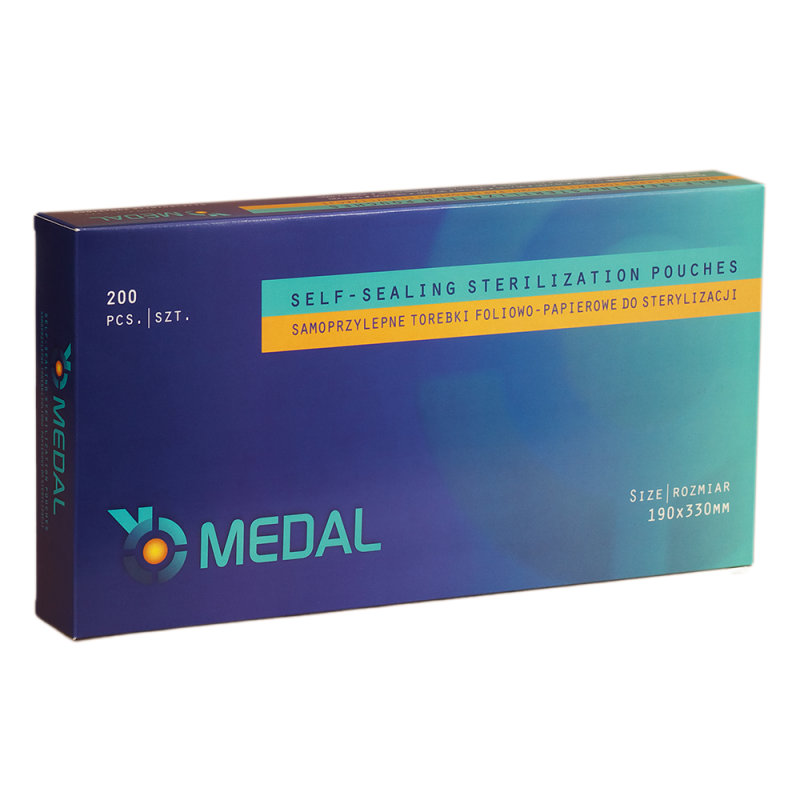 Samoprzylepne torebki do sterylizacji 190mm x 330mm płaskie, papierowo-foliowe 200szt