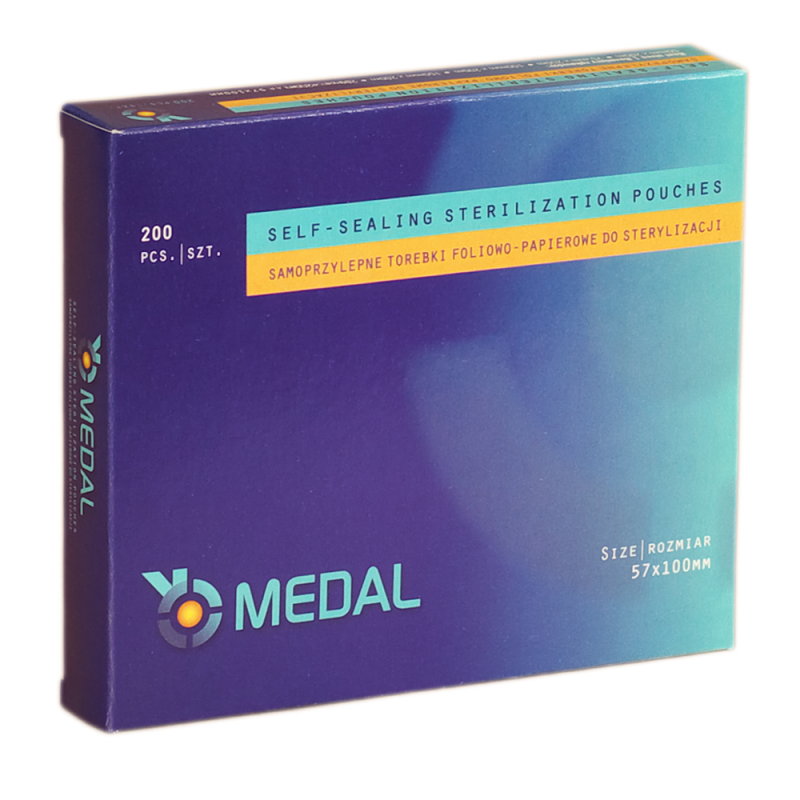 Samoprzylepne torebki do sterylizacji 57mm x 70mm płaskie, papierowo-foliowe 200szt