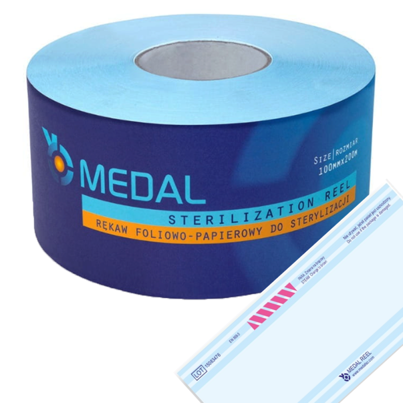 Rękaw do sterylizacji parą wodną STEAM 100mm x 200m płaskie papierowo-foliowe 1rolka