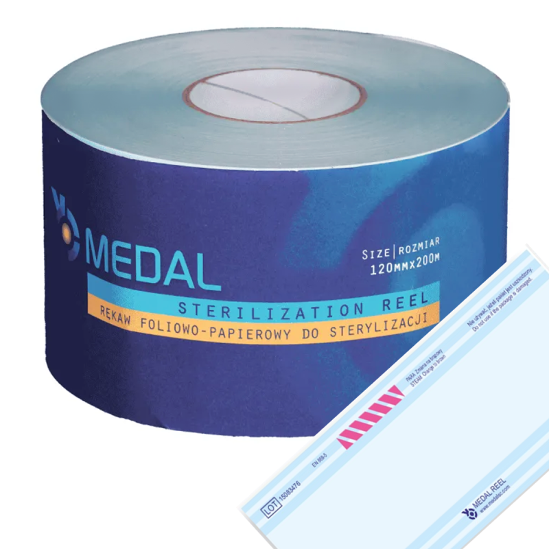 Rękaw do sterylizacji parą wodną STEAM 120mm x 200m płaskie papierowo-foliowe 1rolka
