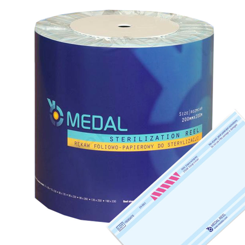 Rękaw do sterylizacji parą wodną STEAM 200mm x 200m płaskie papierowo-foliowe 1rolka