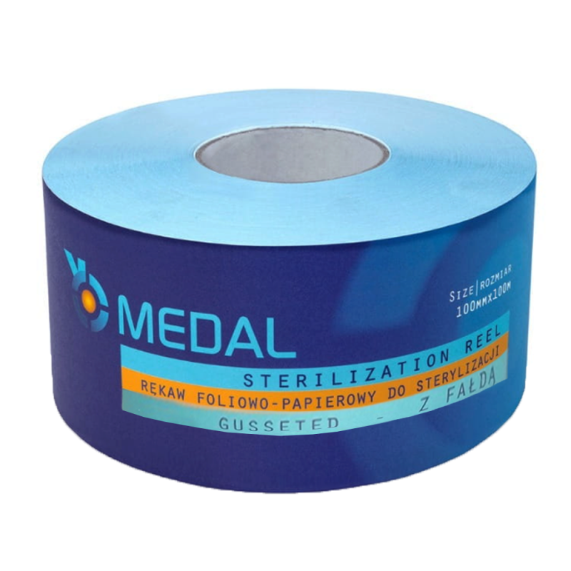 Rękaw do sterylizacji z fałdą 75mm x 100m 3 indykatory STEAM EO FORM papierowo-foliowe 1rolka