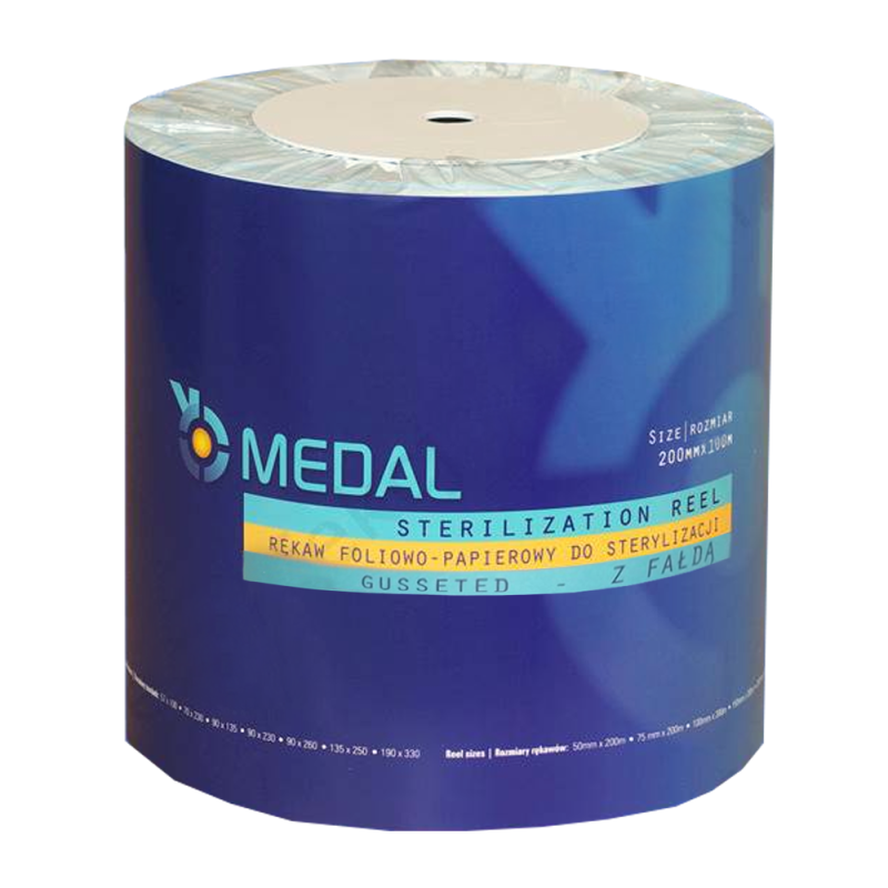 Rękaw do sterylizacji z fałdą 300mm x 100m 3 indykatory STEAM EO FORM papierowo-foliowe 1rolka
