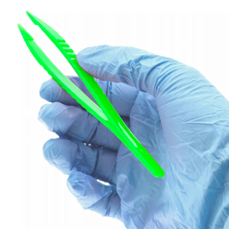 Pęseta anatomiczna jałowa 12,5cm plastikowa zielona Softmed 100 szt