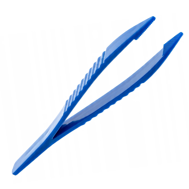 Pęseta chirurgiczna jałowa 12,5cm plastikowa niebieska Softmed 100 szt
