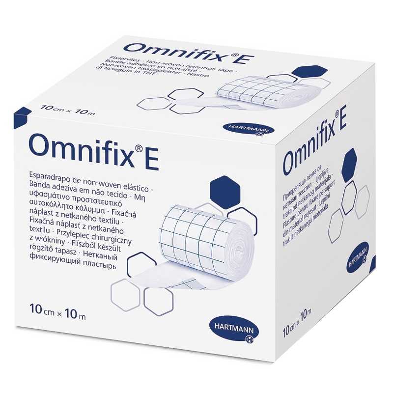 Przylepiec Omnifix E 10cm x 10m elastyczny plaster wł&oacute;kninowy na rolce do mocowania opatrunk&oacute;w 1rolka