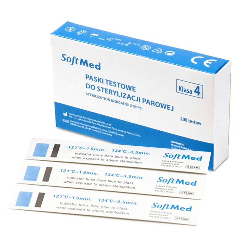 Testy do sterylizacji parowej klasa IV SoftMed 200szt