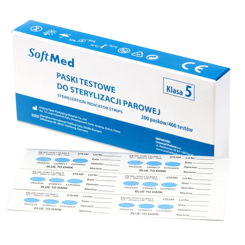 Testy do sterylizacji parowej klasa V SoftMed 200szt