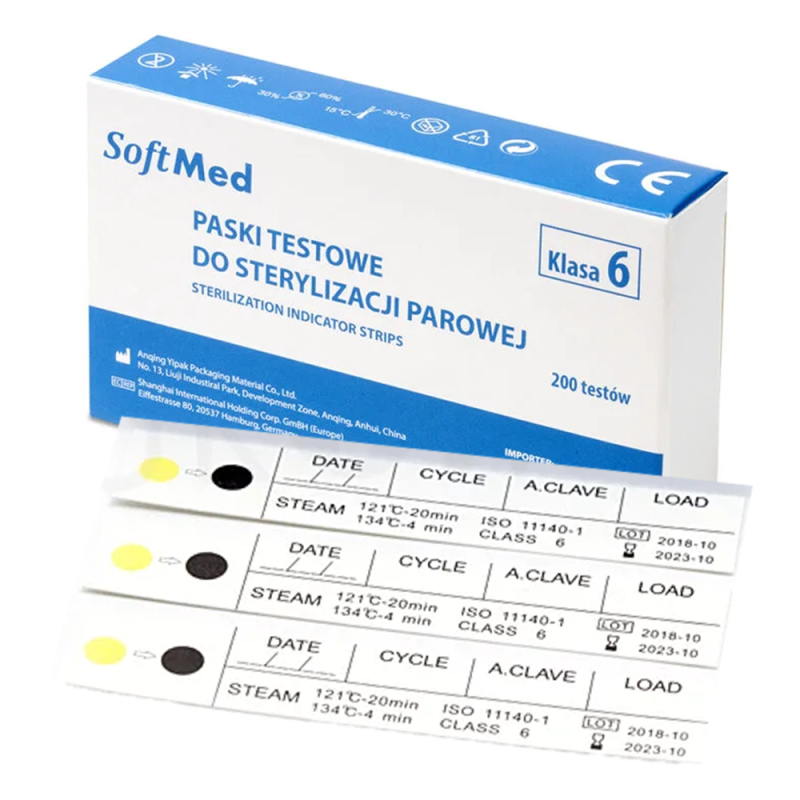Testy do sterylizacji parowej klasa VI SoftMed 200szt