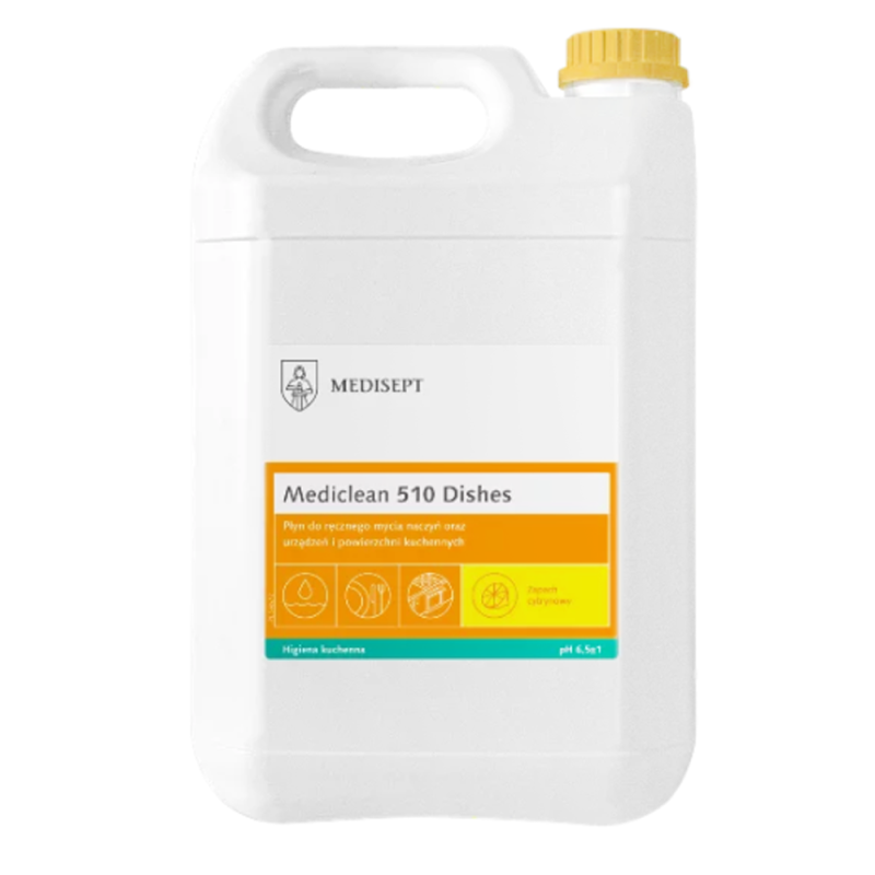 Mediclean 510 Dishes cytrynowy 5l płyn do ręcznego mycia naczyń i urządzeń kuchennych 1szt