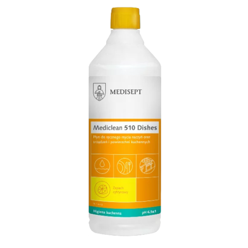Mediclean 510 Dishes cytrynowy 1l płyn do ręcznego mycia naczyń i urządzeń kuchennych 1szt