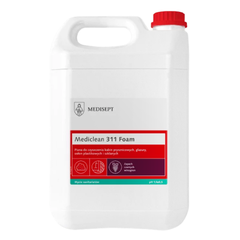 Mediclean 311 Foam 5l pianka do czyszczenia kabin prysznicowych brodzik&oacute;w i powierzchni sanitarnych 1szt