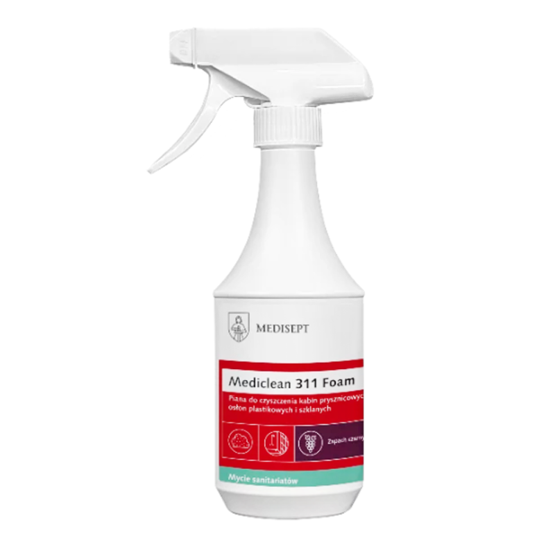 Mediclean 311 Foam 500ml pianka do czyszczenia kabin prysznicowych brodzik&oacute;w i powierzchni sanitarnych 1szt
