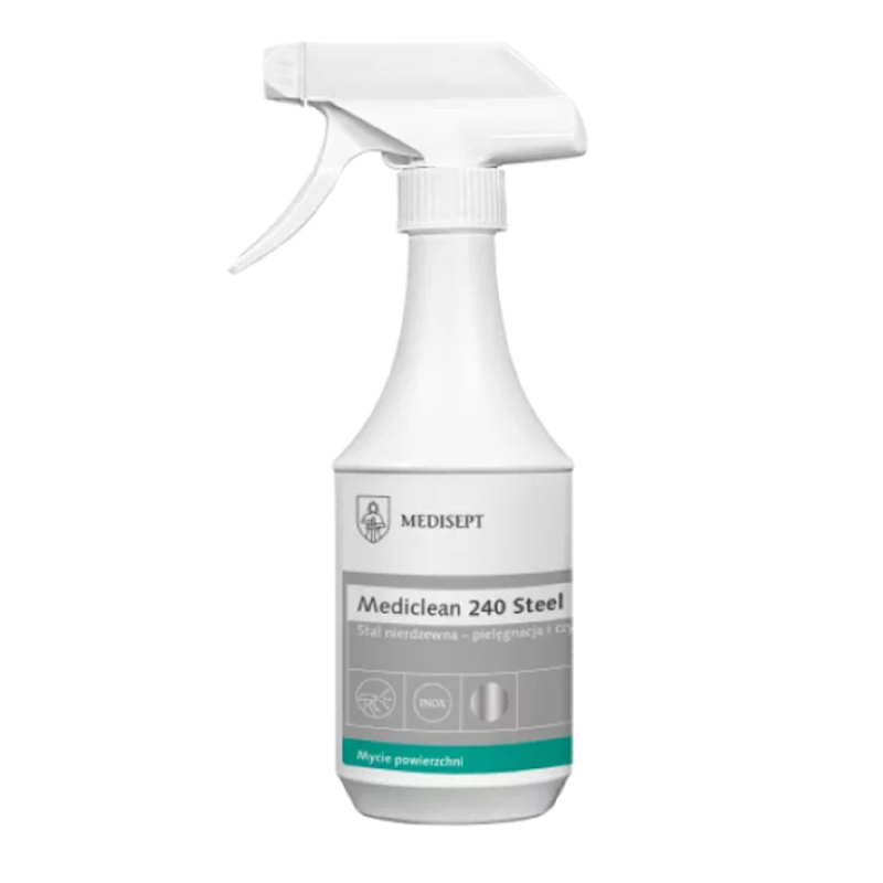 Mediclean 240 Steel 500ml spray do mycia i pielęgnacji powierzchni ze stali nierdzewnej 1szt