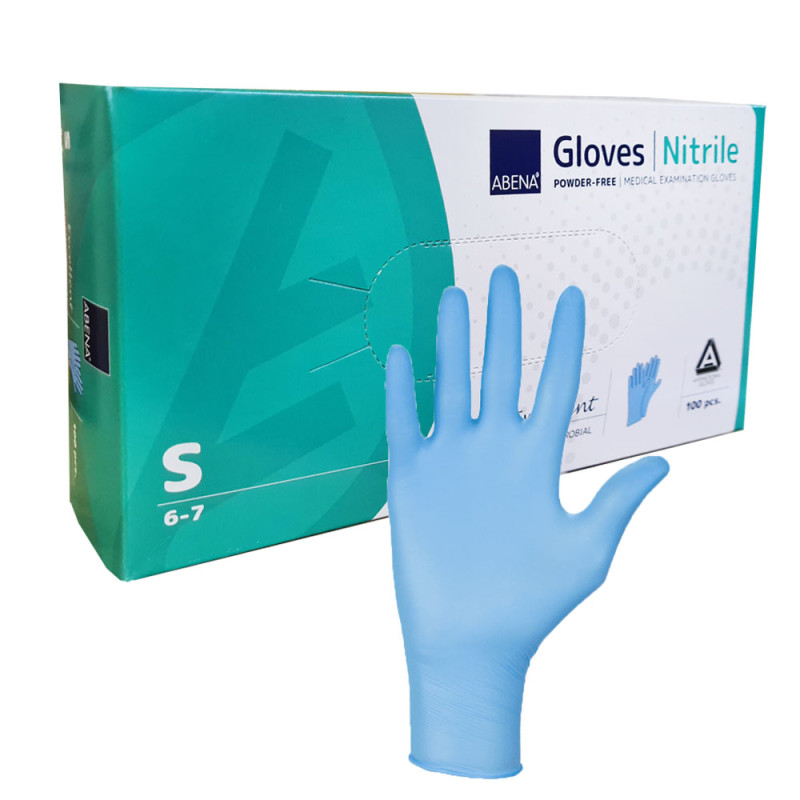Rękawiczki nitrylowe S niebieskie Abena bezpudrowe Classic 100sztuk