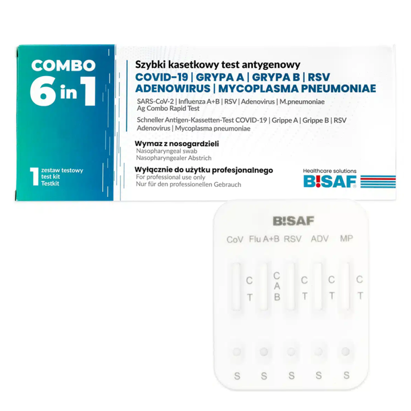 Combo test 6w1 na RSV / grypa A / grypa B / SARS-COV / Adenowirus / Mycoplasma Pneumoniae 1szt