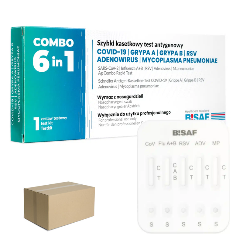 Combo test 6w1 na RSV / grypa A / grypa B / SARS-COV / Adenowirus / Mycoplasma Pneumoniae 100szt