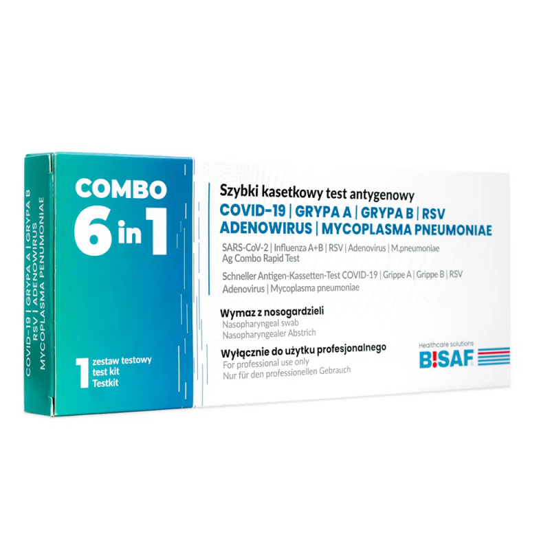 Combo test 6w1 na RSV / grypa A / grypa B / SARS-COV / Adenowirus / Mycoplasma Pneumoniae 100szt